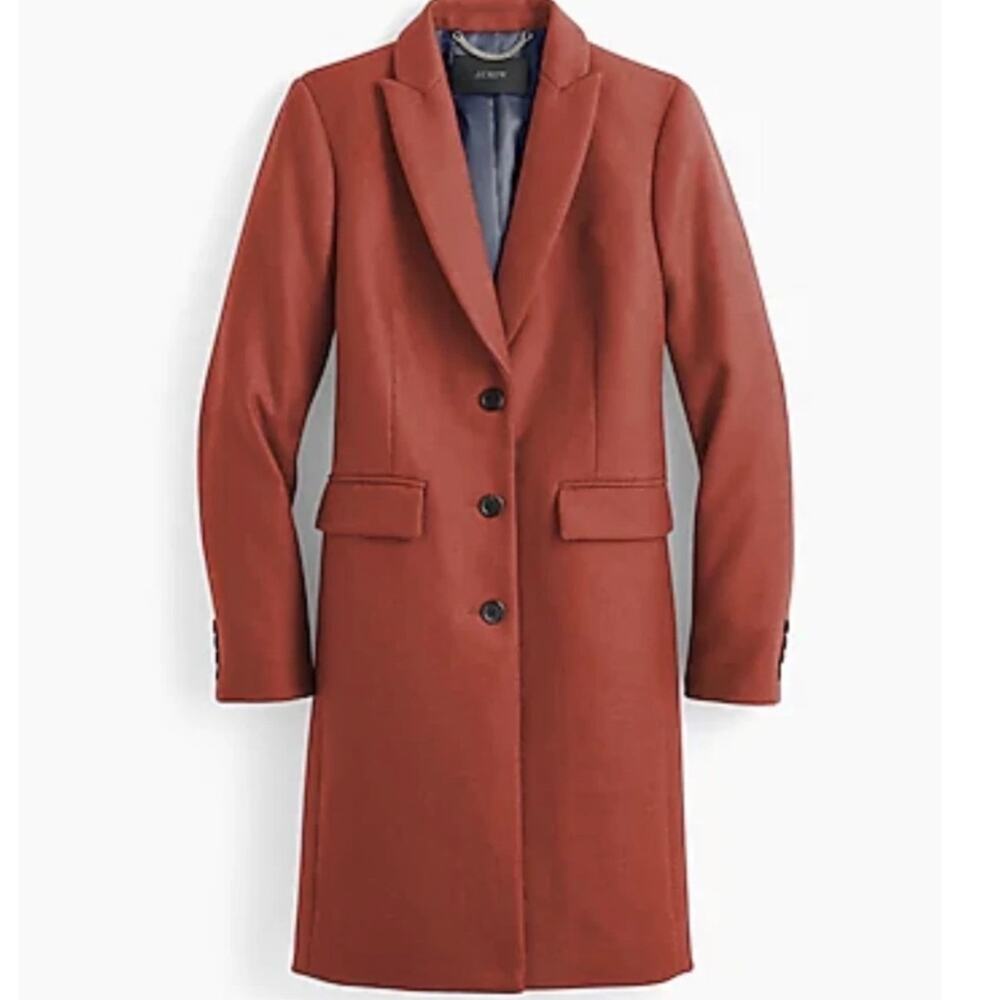 J. Crew Wool Parke Longline Topcoat in Dark Cognac Size 2
